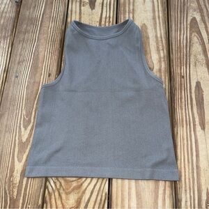 Free People Intimately Gray Ribbed High Neck Racerback Tank Size S